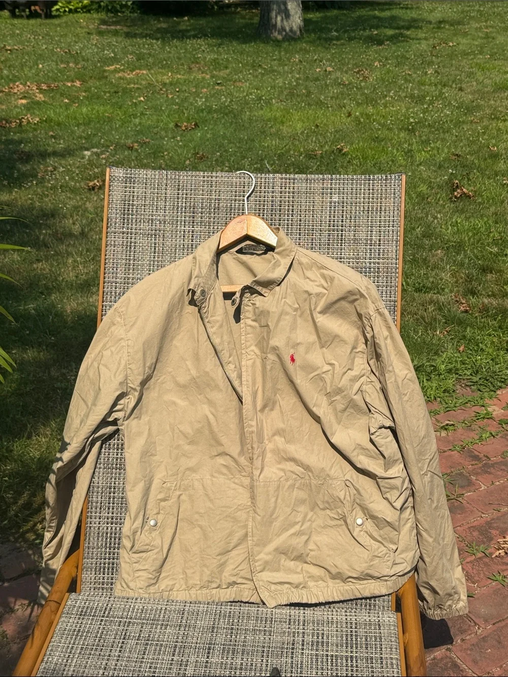 Polo by Ralph Lauren Beige Lightweight Shirt Jacket with Red Pony